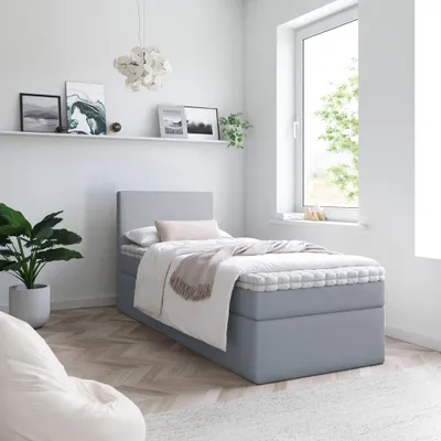 Produktbild von Bett Boxspringbett TOP MINI OHNE TOPPER , Bettkästen - Einzelbett, Stauraum, Schlafzimmer,Polsterbett (80x200, Hellgrau - ITAKA 51)