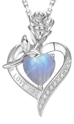 Productafbeelding van Hartvormige Hanger met Maansteen in 925 Sterling Zilver