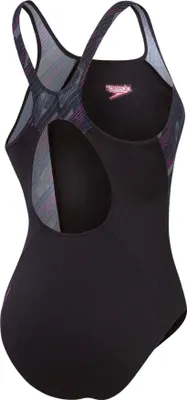 Produktbild von Speedo Hyperboom Badeanzug Damen schnelltrocknend dehnbar und formbeständig, Farbe:Schwarz-Pink, Größe:36