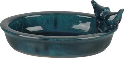 Produktbild von 1x Vogel Tränke oval creme grün petrol Bad Vogelbecken Futterschale Wasserstelle, Farbe:petrol