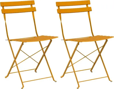 Image de vidaXL Chaise de jardin pliante, lot de 2, couleur moutarde, 42 x 46 x 82 cm, métal