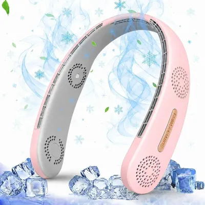 Produktbild von 4000mAh Tragbar Nackenventilator 360° Hals Ventilator USB Halsventilator,Wiederaufladbare Ventilator Rosa