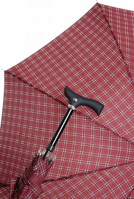Obrázok produktu pre Automatický slnečník Gastrock Stepbrella s čiernou rukoväťou Fritz - károvaný, vínovo červený a biely