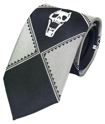 Produktbild von Kira-Yoshikage Cosplay-Krawatte mit Totenkopf-Dekor, Uni, weich und bequem, Rollenspiel-Requisite, Polyester, JoJo's Bizarre Adventure Anime, Krawatte für Erwachsene für Partys