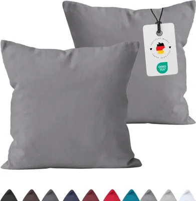 Produktbild von Kissenbezug 40x40 cm aus 100% Baumwolle, Kissenhülle Grau Uni