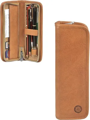 Produktbild von Sonnenleder Stifteetui Federtasche Leder Böll für 5 Stifte Pencilcase natur brau 801-380-01