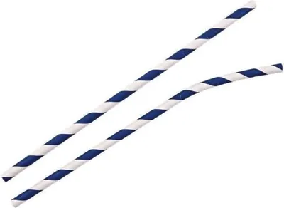 Produktbild von Papiertrinkhalme  Flex 6x197mm dunkelblau/weiß gestreift VE=100 Stück