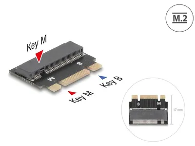 Produktbild von Delock - Schnittstellenadapter - M.2 Key B+M male to M.2 Key M slot - extension - M.2 - M.2 Card - PCIe 4.0 x2, SATA