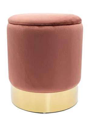 Produktbild von Samthocker Deko Hocker Samt Pouf Dekopouf Velour mit Stauraum rose