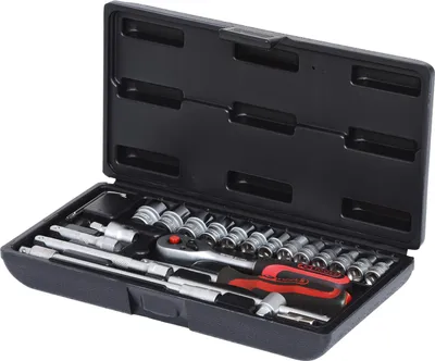 Produktbild von KS Tools 911.0625, Steckschlüssel-Satz, 1/4", 25 Kopf/Köpfe, Chrom-Vanadium-Stahl, 830 g