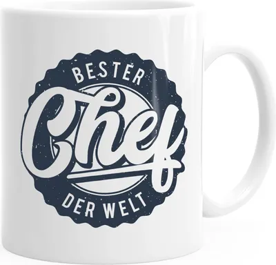 Produktbild von Kaffeetasse Bester Chef der Welt Geschenk Geschenktasse MoonWorks® weiß unisize