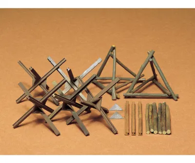 Produktbild von 1:35 Diorama-Set Panzer Barrikaden Modellbausatz Holzbarrikaden