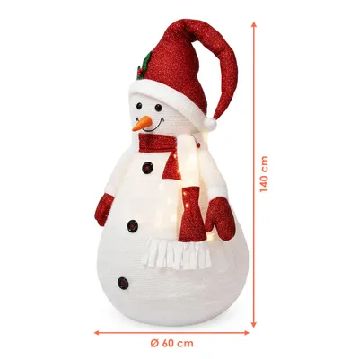 Image de Bonhomme de neige LED 140 cm en tissu - étanche - pour l'intérieur et l'extérieur - batterie / minuterie