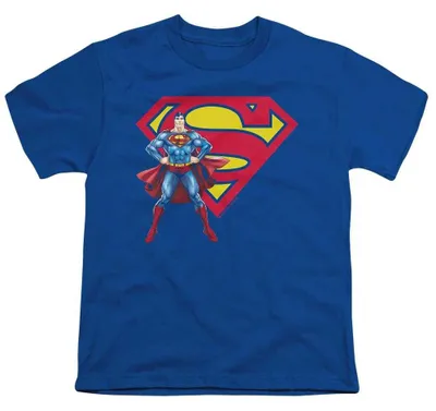 Image de Superman - T-shirt pour enfants, en coton ringardé, modèle TV36509 (tailles 152-158) (bleu roi)