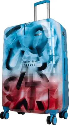 Produktbild von Hartschalen-Koffer Großer Reisekoffer Verona 75cm Trolley Blau-Pink Graffiti-Look Motivkoffer