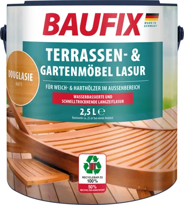 Produktbild von BAUFIX Terrassen- & Gartenmöbel-Lasur douglasie matt, 2.5 Liter, Holzöl