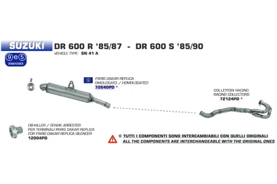 Produktbild von ARROW Racing-Krümmer für DR600 1985-1990, Edelstahl
