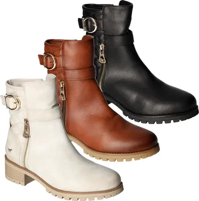 Produktbild von Mustang Damen Stiefelette gesteppter Schaft goldene Details Schnalle 1435-601, Größe:40 EU, Farbe:Weiß