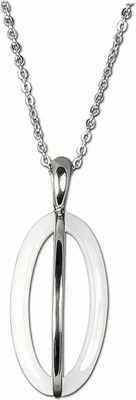 Immagine prodotto di Amello collana 70cm acciaio inox ceramica gioielli ellisse argento bianco ESKX09W