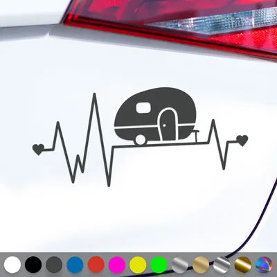 Produktbild von PantherPixel Wohnwagen Herzschlag Aufkleber Camping Wohnmobil Sticker Auto Geschenkidee Farbe Dunkelgrau