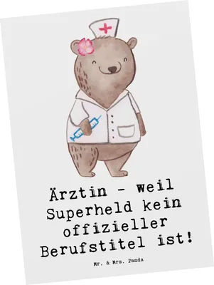 Produktbild von Mr. & Mrs. Panda Postkarte Ärztin Superheld - Weiß - Geschenk, Berufsalltag, Ansichtskarten, Ansichtskarte, Geschenke mit Herz, Postkarten, kreative, Heilung, Dankbarkeit