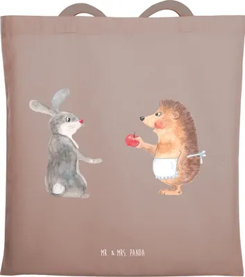 Produktbild von Mr. & Mrs. Panda Schultasche Hase Igel - Braun Pastell - Geschenk, Trösten, Beutel, Lustige Sprüche, Tasche, Trennungsschmerz, Uni, Laptoptasche, und, Tote Bag