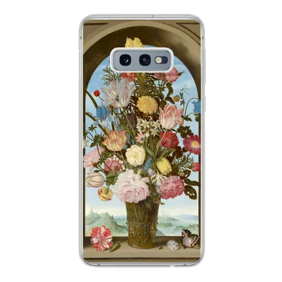 Produktbild von MuchoWow® Handyhülle Schutzhülle Hülle für Samsung Galaxy S10e Vase mit Blumen in einem Fenster - Gemälde von Ambrosius Bosschaert dem Älteren Silikon Softcase Handy Hülle - Handy