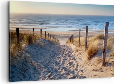 Produktbild von Bild auf Leinwand - Leinwandbild - Meer Strand Düne - 120x80cm - Wand Bild - Wanddeko - Wandbilder - Leinwanddruck - Bilder - Kunstdruck - Wanddekoration - Leinwand bilder - Wandkunst - AA120x80-3612