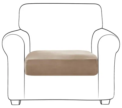 Sofa Sitzkissen Bezug, Stretch, Fluwelen, Taupe, 1 Stück