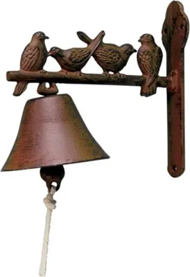 Immagine prodotto di Esschert Design | Campanello con uccelli - Marrone - Rustico - Esclusiva decorazione da giardino - Ghisa di alta qualità