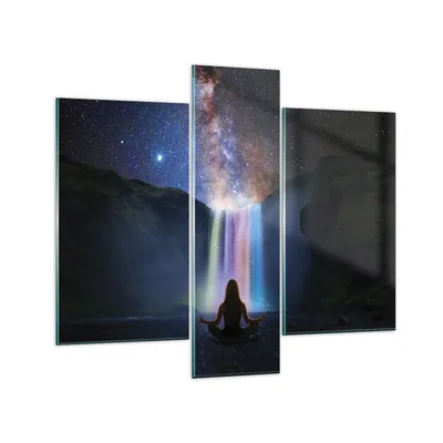 Produktbild von Bilder auf glas - 3 Teile - Wasserfall die Sterne Meditation - 95x80cm - Glasbilder - Wandbilder - Bilder - Wanddekoration aus Glas - Glas Bilder - Wandbild auf Glas - GCB95x80-4774