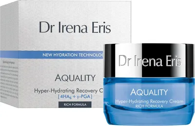 Obrázok produktu pre Dr Irena Eris Aquality Hyper-Hydrating Recovery Cream, Ženy, 50 ml, Krém, Univerzálna pleť, Deň a noc, Proti starnutiu, Proti vráskam, Pružnosť, Spevňujúce, Hydratačné, Výživný, regeneračné