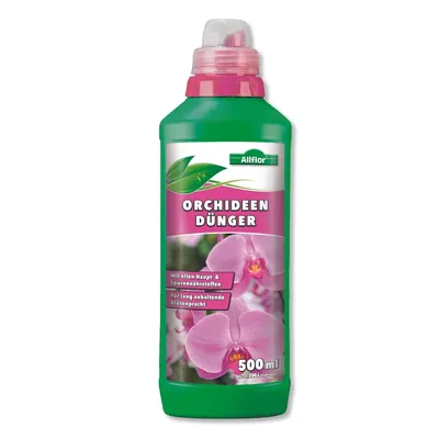 Produktbild von Allflor Orchideendünger 500ml, ergiebiger Langzeitdünger, langanhaltende Blütenpracht bei Orchideen, Flüssigdünger, Blumendünger