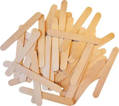 A pile of wooden craft sticks.