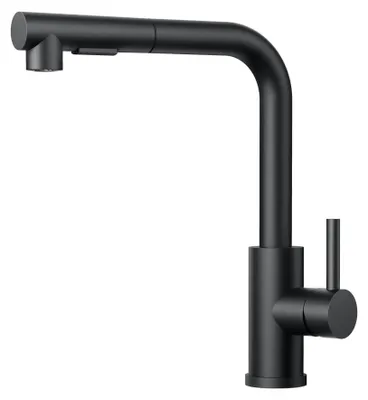 Image de Robinet de cuisine extensible noir avec 2 types de jets et pivotant à 360°