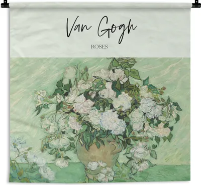 Produktbild von MuchoWow® Wandteppich Wandbehang Van Gogh - Kunst - Rosen 90x90 cm Tapisserie Dekoration Wandtuch - Wandaufhänger