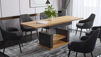 Produktbild von Design Couchtisch DA-666 höhenverstellbar ausziehbar 120 bis 200 cm Tisch Ablage Esstisch Wohnzimmer