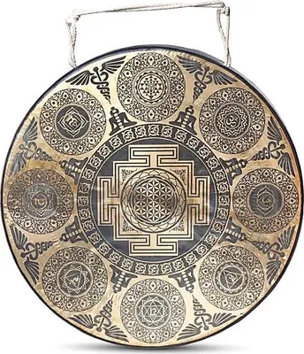 Productafbeelding van Nepalese Gong 7 chakra's gegraveerd - 60 cm; 95 kg - 60 cm; 9,5 kg