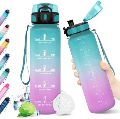 Immagine prodotto di Bottiglia Ibenzoa® – Realizzata in plastica priva di BPA, adatta al contatto con gli alimenti, con una capacità di 500 ml, a prova di perdite e leggera, ideale per lo sport, la scuola e le gite in bicicletta