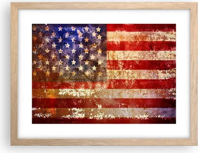Produktbild von Gerahmtes Poster - Rahmen in heller Eiche - Amerika Flagge national patriotisch - 40x30 cm - Wand Bild - Wanddeko - Wandbilder - Wandposter - Bilderrahmen - Bilder - Kunstdruck - P2NAA40x30-3084
