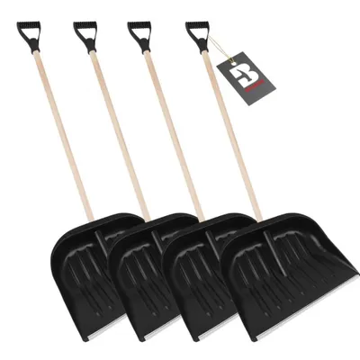 Produktbild von Schneeschaufel mit Aluminiumkante Holzstiel 4 Stück robust langlebig