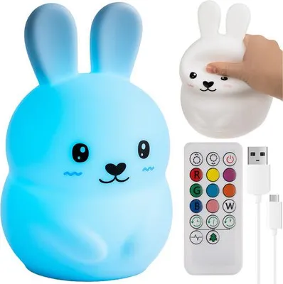 Immagine prodotto di Lampada notturna a LED RGB per bambini, in silicone, con telecomando