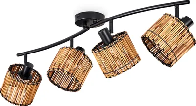 Produktbild von Obenetto moderne Deckenlampe aus Metall/Holz in Schwarz/Natur