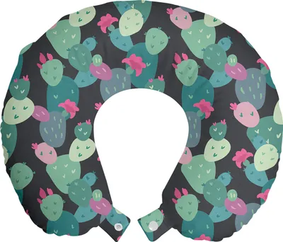 Produktbild von ABAKUHAUS Botanisch Reisekissen Nackenstütze, exotische Cacti, Schaumstoff Reiseartikel für Flugzeug und Auto, 30x30 cm, Mehrfarbig