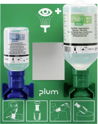 Produktbild von Augenspülstation mit 200 ml Phosphatpufferlösung und 500 ml Natriumchloridlösung