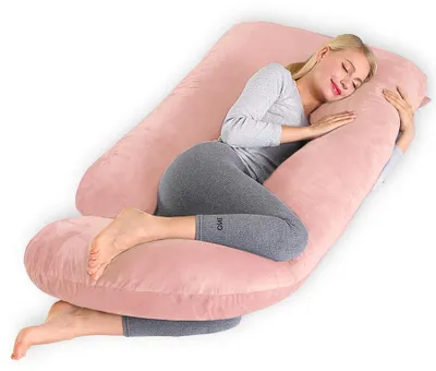 Zdjęcie produktu dla Poduszka ciążowa XXL - Poduszka do spania na boku/Poduszka do karmienia - Ergonomiczna - Wypełnienie bawełniane - Jasnoróżowa - 180×70 cm - Poduszka do spania na boku