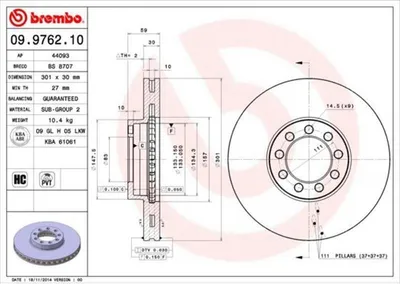 Produktbild von BREMBO Bremsscheiben (2 Stück) Vorderachse 09.9762.10