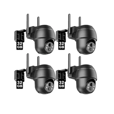 Image de 4 pièces 2K+ 5MP PTZ 2,4/5GHz WLAN Caméra de surveillance extérieure, détection de personnes/véhicules, auto-tracking, spotlight, carte mémoire 32GB
