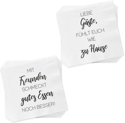 Produktbild von Servietten "Freunde" 40er Set 3lagig 2 verschiedene Motive Papierserviette Motivserviette stoffähnlich Tuch