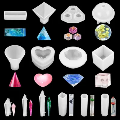 13-teiliges Epoxidharz-Silikonformen-Set – Kugel, Würfel, Pyramide